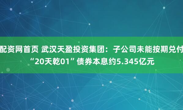 配资网首页 武汉天盈投资集团：子公司未能按期兑付“20天乾01”债券本息约5.345亿元
